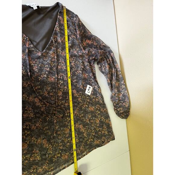 Women's Floral V-Neck Long Sleeve Blouse Multicolor Size M Gilli Balloon Sleeve - Picture 10 of 10